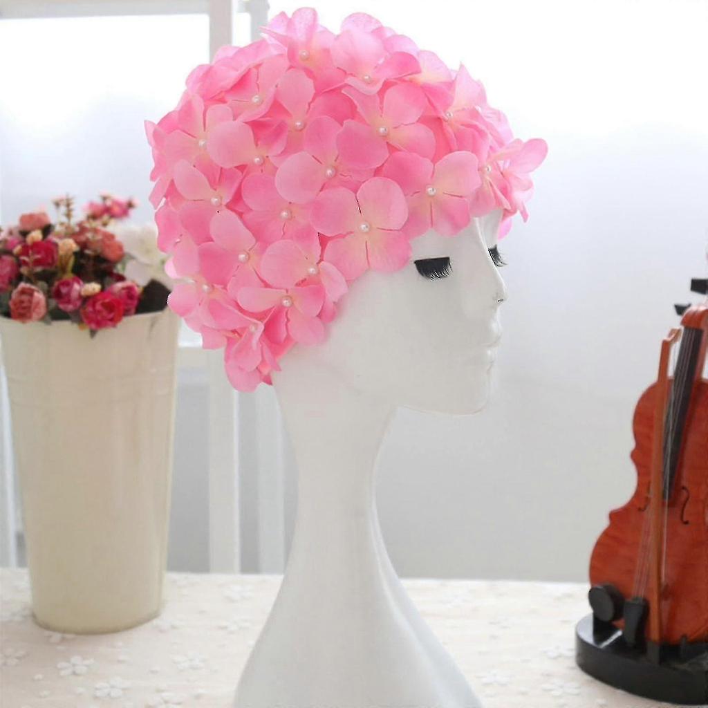 Gorro de natación para mujer Pétalo Retro 3D Floral Gorro de natación Dama Flores Gorro de baño bien 25-26