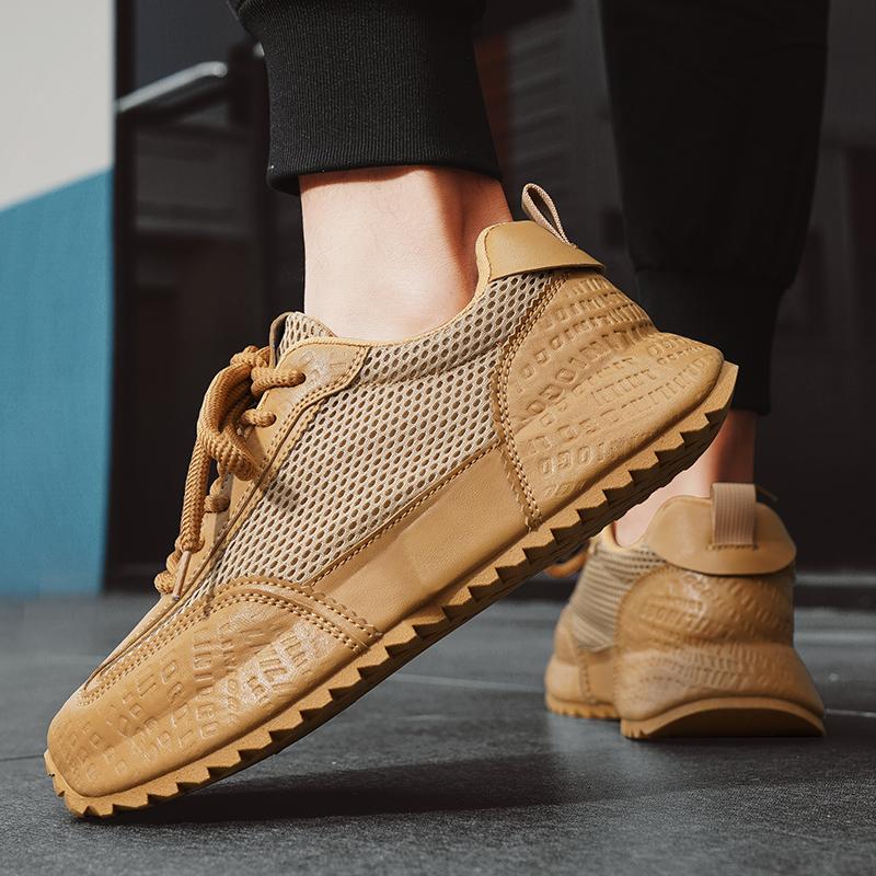Klobiger Sneaker Herren Designer Erhöhte Interne Plateau Schuhe Mode Lässig Mikrofaser Leder Mesh Atmungsaktiv Sportschuh