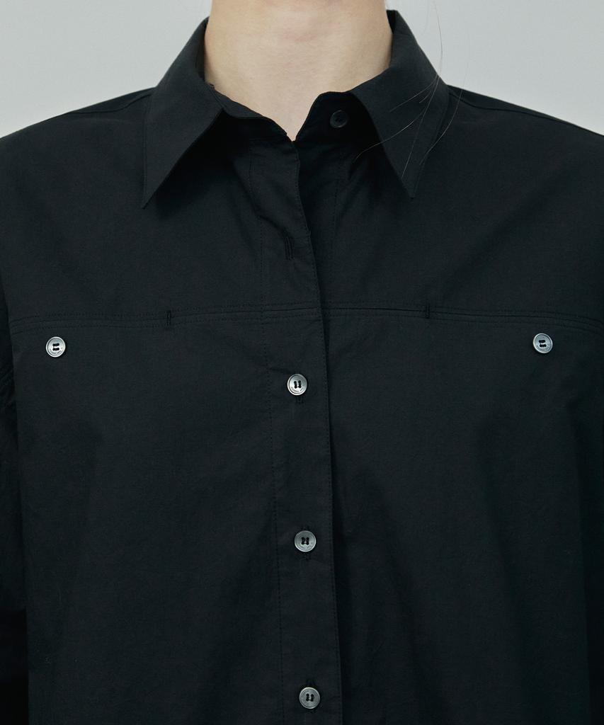 IHR Button Oversized Shirt / Black