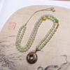 Hetian Jade Beaded Ping An Kou Pendant Necklace - Unisex Wenwan Style