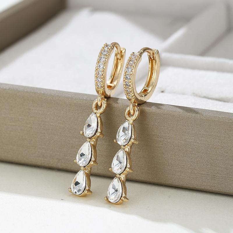 

1 Pair of Fashionable Sparkling Zircon Droplet Shaped Pendant Earrings, Suitable for Ladies Banquets, Parties, Zircon Gifts