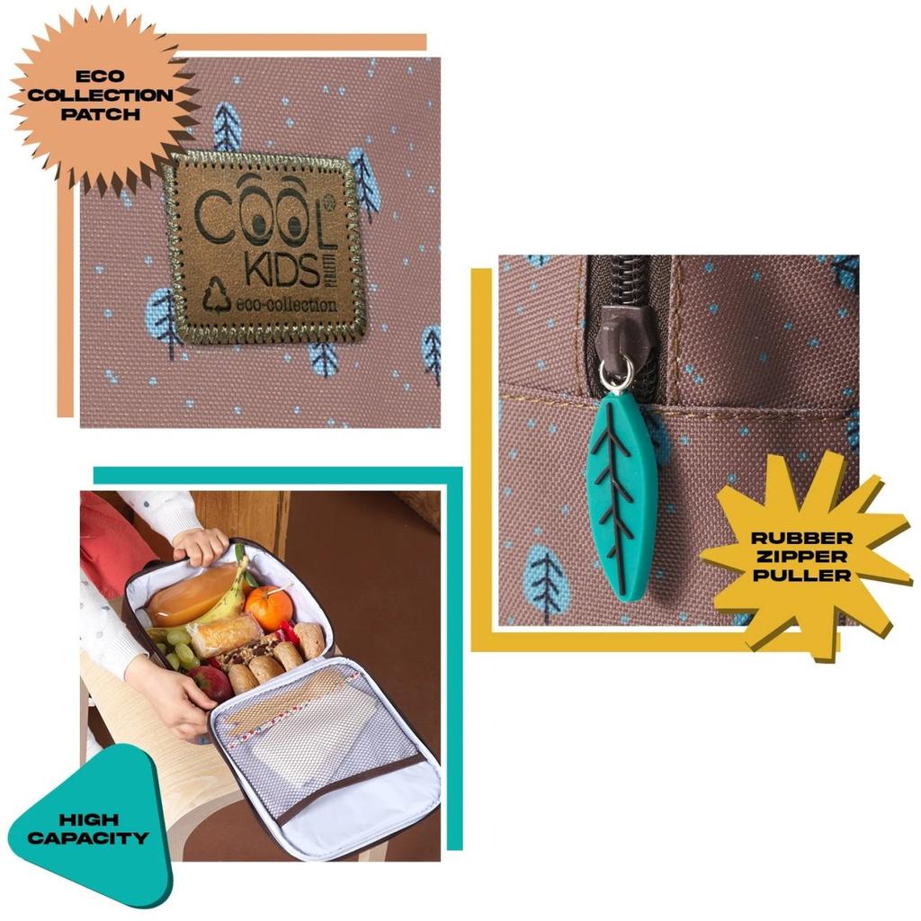 Perletti Cool Kids Lunch Box Owl & Deer Pattern Insulated Thermal Bento 21x22x11cm