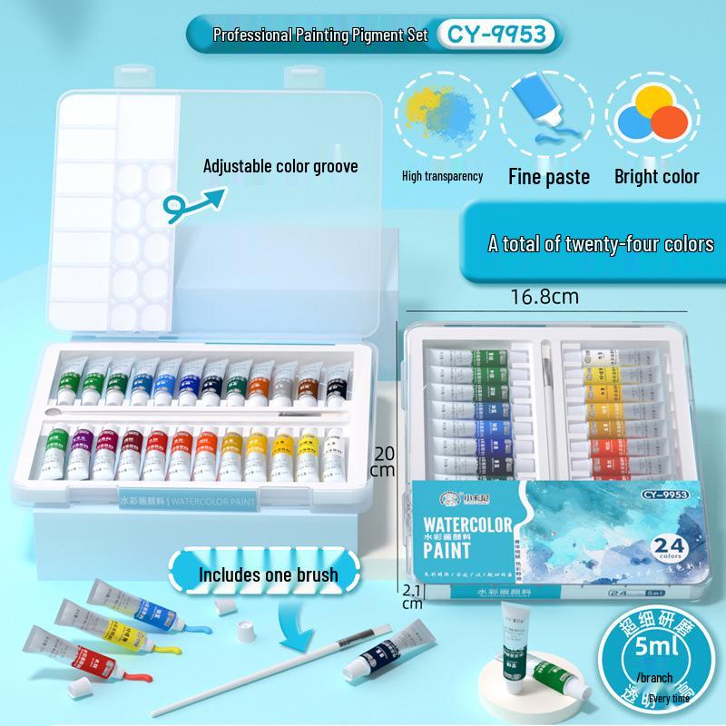 Xiaokani Acrylic Paint Set - 24 Colorfast, Waterproof Colors for Children's Art with Sun Protection