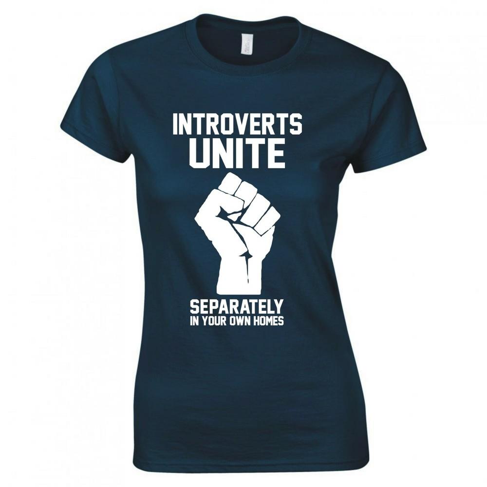 Divertente T-shirt aderente "Gli Introversi si Uniscano"