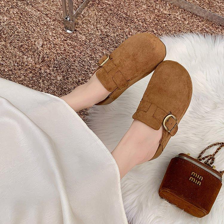 

Туфли Boken на платформе для женщин, новинка осени 2025 года, ретро, универсальные, на одной педали, ленивые, с закрытым носком, полушлепанцы 40 верблюд