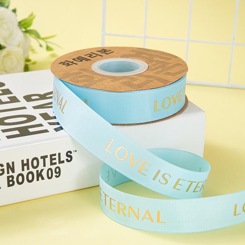 2,5 cm LOVE Heißgeprägtes Blumenband - Herzmotiv Bouquetmaterial