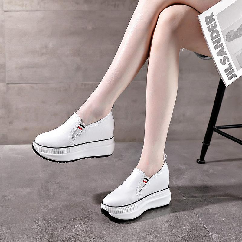 Trend autumn new women's shoes platform rockers inner height increase leisure sports breathable hole shoes