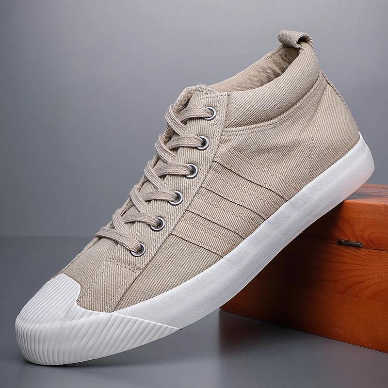 

Мужская парусиновая обувь для прогулок на открытом воздухе, нескользящая повседневная обувь 2024 года, модные дышащие высокие мужские кроссовки, летняя новая спортивная обувь 44 хаки