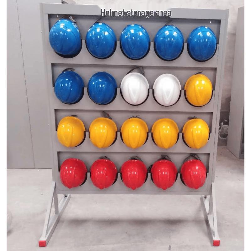 Industrial Wall-Mounted Safety Helmet Rack