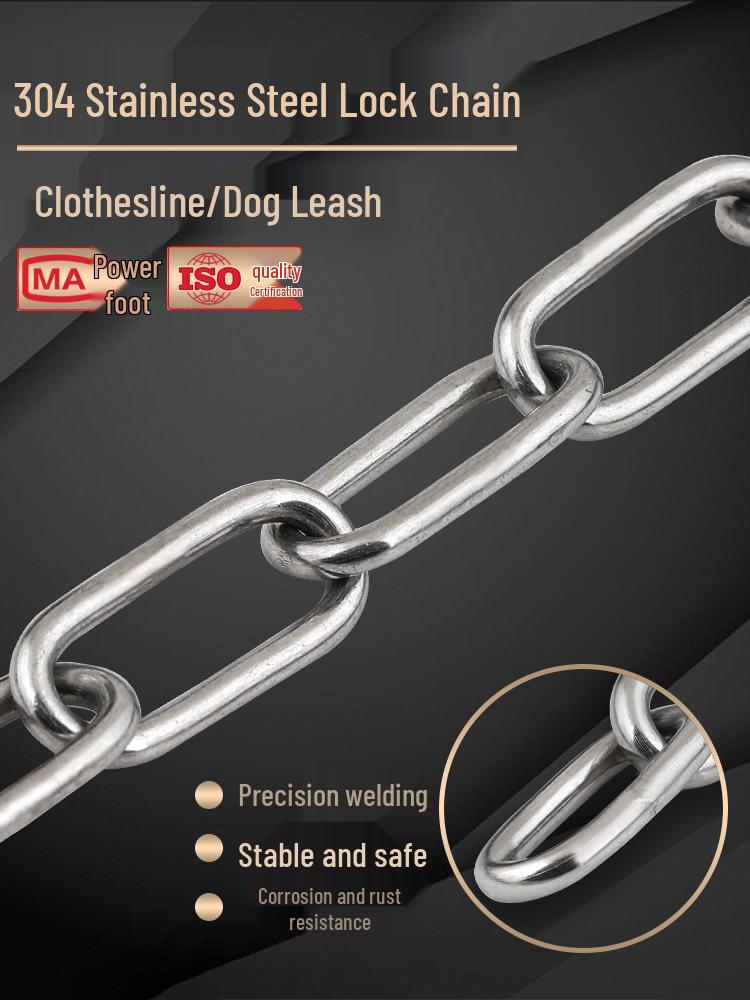 304 Stainless Steel Chain: Long & Short Links for Clothesline, Pet Chain, Swing, Guardrail, Lifting, and Chandelier.