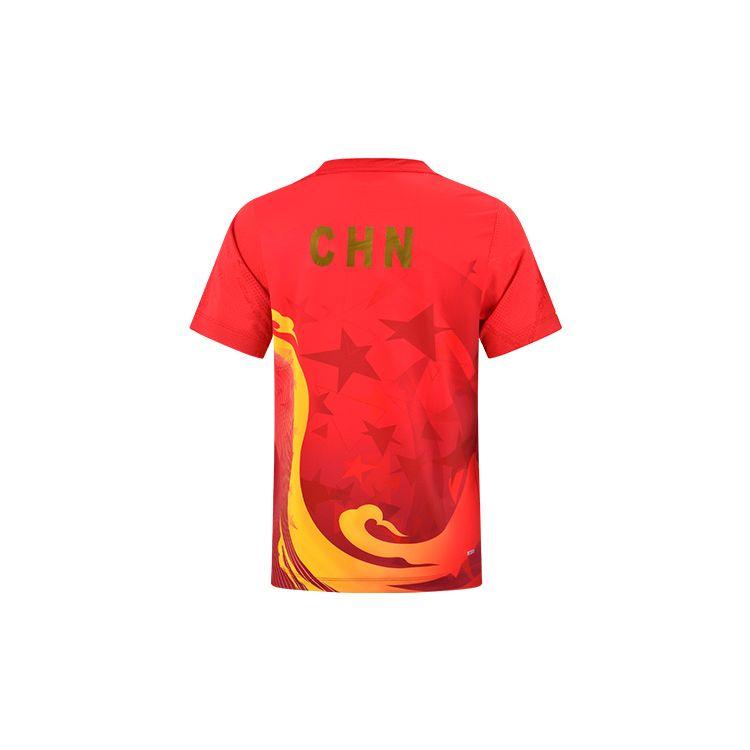 Li Ning Starry Voyage Nationales Tischtennis-Team Wettbewerbs-T-Shirt Kreative Westsee-Elemente Schnelltrocknend Kühl Wettbewerb Reguläres T-Shirt AAYS253-1