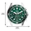 Men's Chronograph Quartz Silver Stainless Steel Green Dial 46mm Watch FS5726