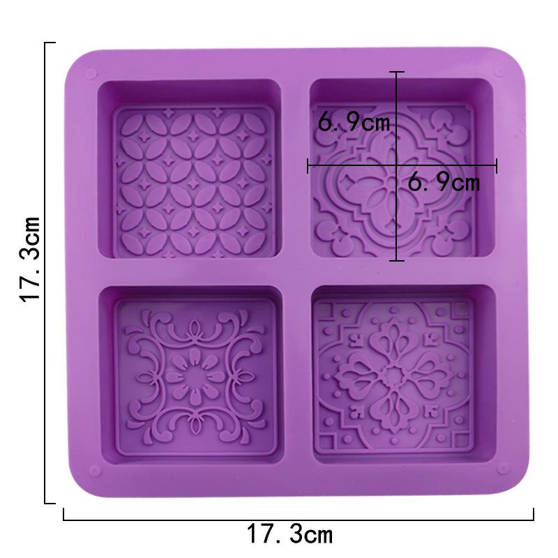 3D Lace Pattern Silicone Mold For Soap Making Supplies Rectangle Embossed Flower Mooncake Dessert Cheesecake Lotion Bar Tools