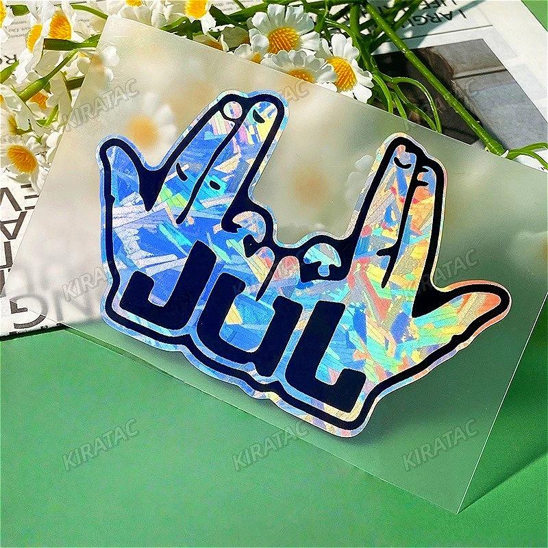 2PC 2025 New Funny JUL Finger Motorcycle Stickers Waterproof for Motorbike Bike Helmet DIY Scooter Fuel Tank Fairing Vinyl Decal