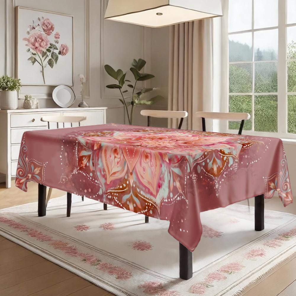 Mandala Blume Rechteckiger Tischdecke für Tischdekoration Küche Esstisch Wasserdicht Wiederverwendbare Tischdecke für Tisch Innen Außen