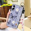 Durable Back Cover Phone Case For Samsung Galaxy A07 Flower Silicone Anti-knock Wrist Strap Shockproof Lanyard Anti-dust