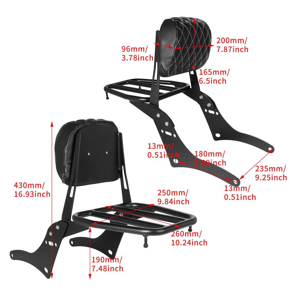 Honda CM300 Motorcycle Rear Luggage Rack & Backrest