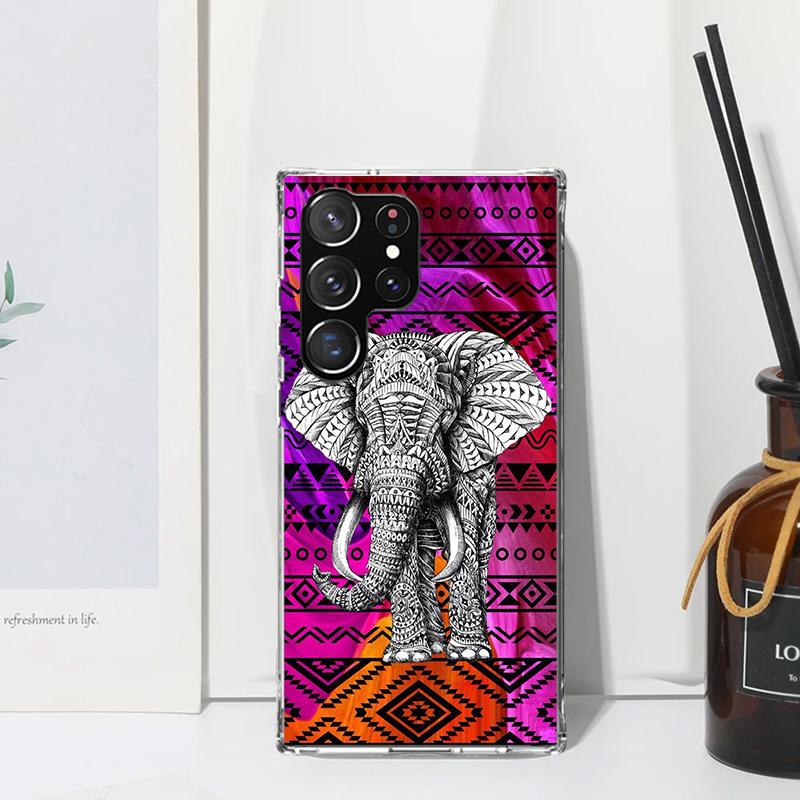 Elephant Mandala Aztec Phone Case For Samsung Galaxy S26 S25 Edge S24 FE S23 S22 Ultra S21 Plus S20 + Art Fundas Back Cover Gala