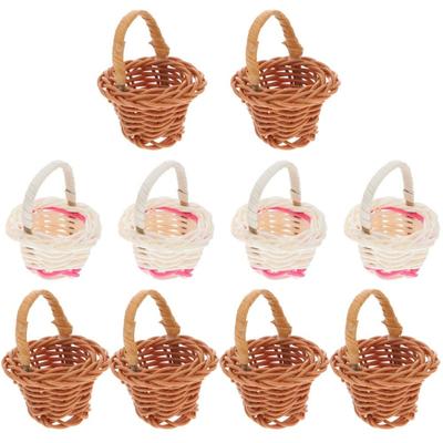 Small Flower Basket Handheld Woven Basket Office Decor Basket Mini Basket Pastoral Furniture Decor Sundries Flower Basket