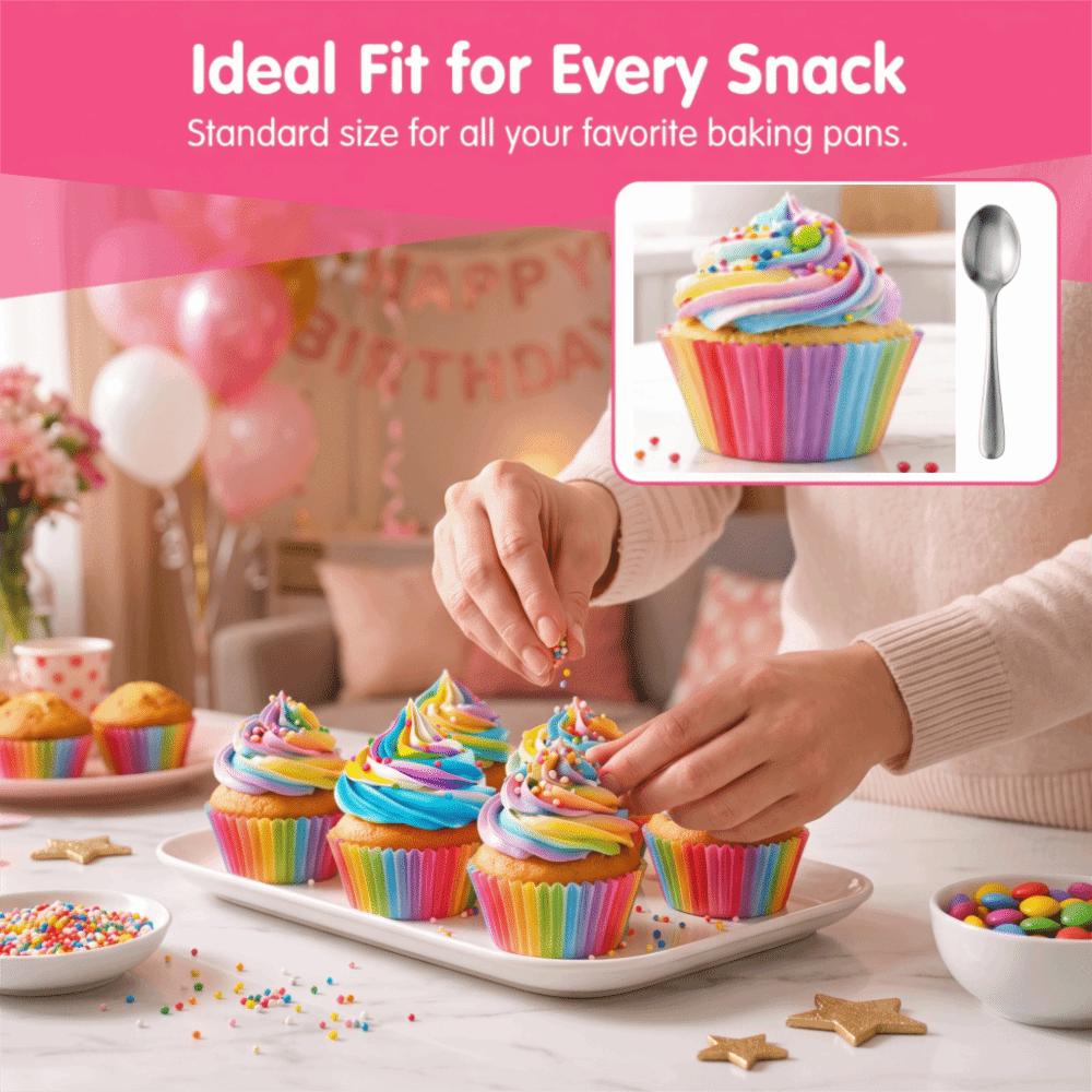 Rainbow Color Colorful Cupcake Liners Greaseproof Nonstick Cake Molds Cake Baking