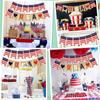 Banner Patriotic Decorations Red Blue White USA American Flag Jute Flag Banner For Independence Day Labor Day Military Events USA