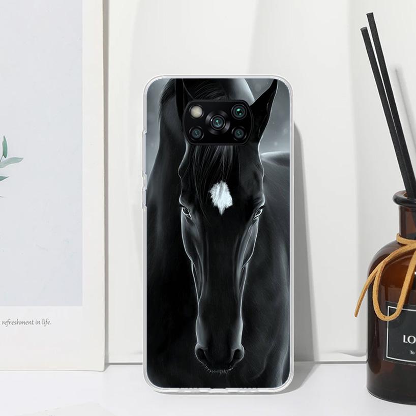 

Animal Black Horse Phone Case For Xiaomi Poco X7 X6 X5 M7 M8 Pro F7 Ultra Redmi 15C 15 13C 13 12C 12 10 10C 10A Art Fundas Poco Redmi 9A