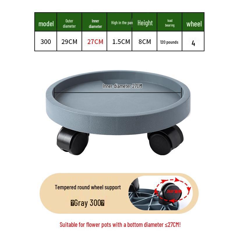 Gehärtetes Harz Mobiler Blumentopf-Untersetzer mit Universal-Lenkrollen und Wasserauffang.