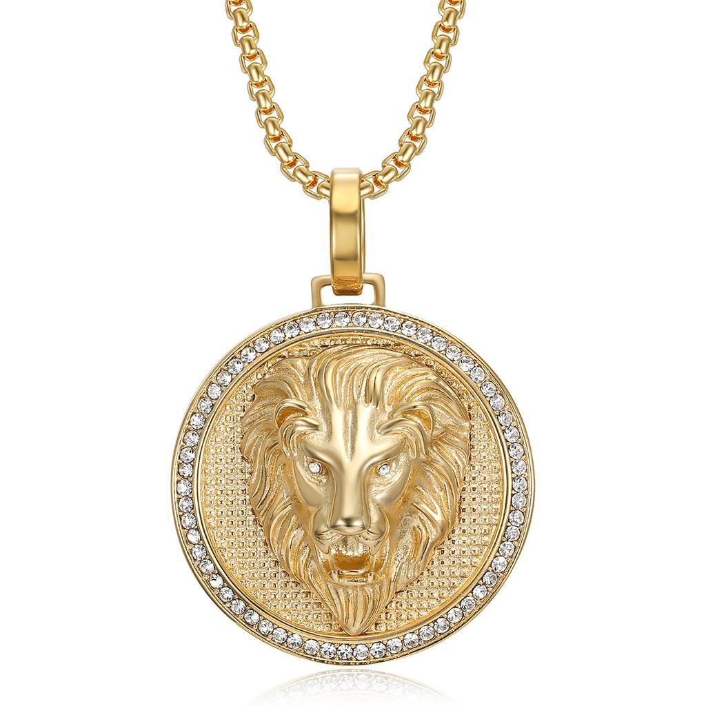 Crown Lion Head Pendant Necklace 2026 Jewelry Fashion Trend Inlaid Zircon Men's Exquisite Jewelry Necklace Accessories