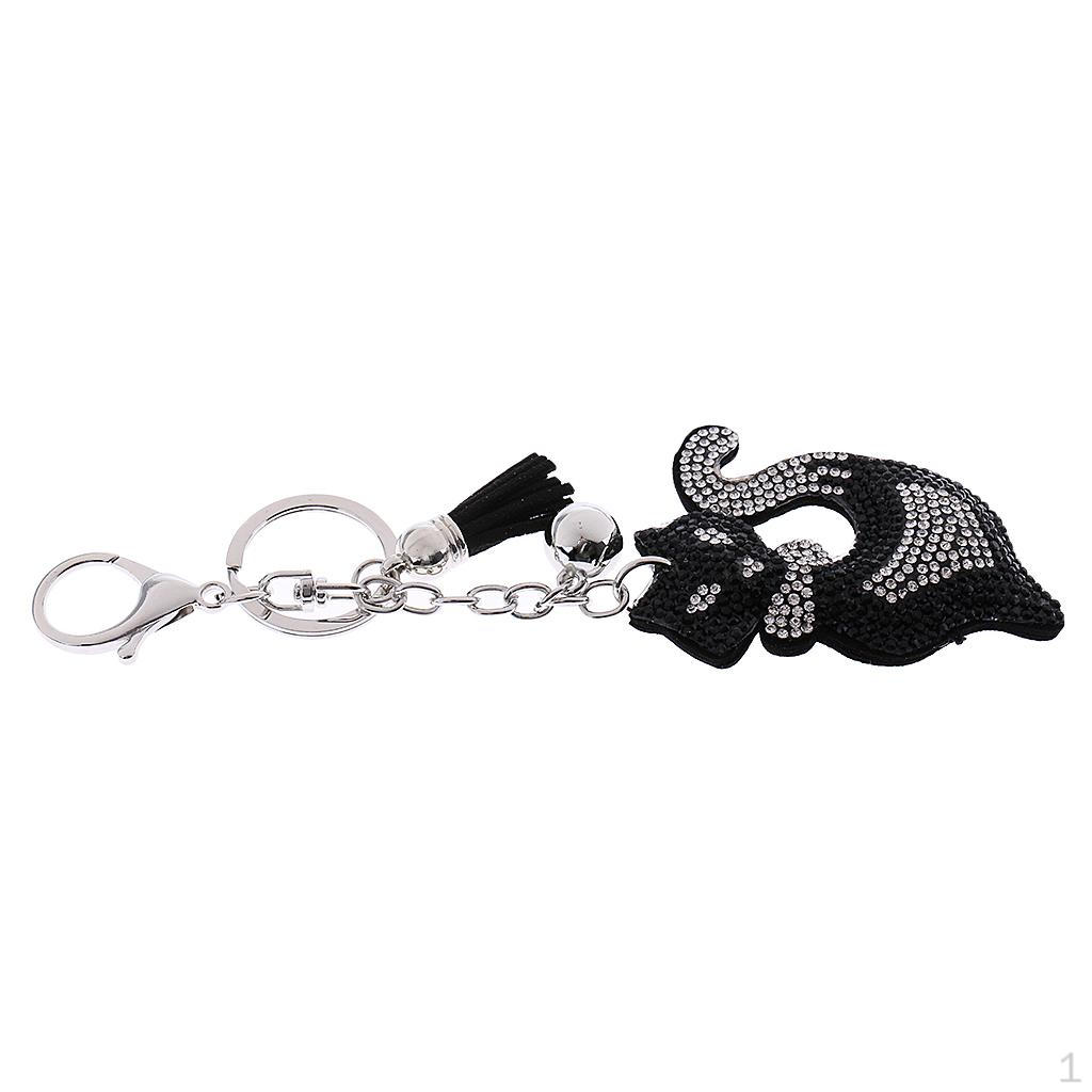 

Keychain With Crystal Inlay Pearl Car Purse Pendant Gift чёрный