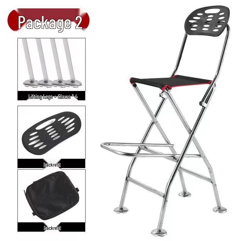 Foldable Stainless Steel Bridge Fishing Chair - Heightened Design for Raft and Bridge Fishing