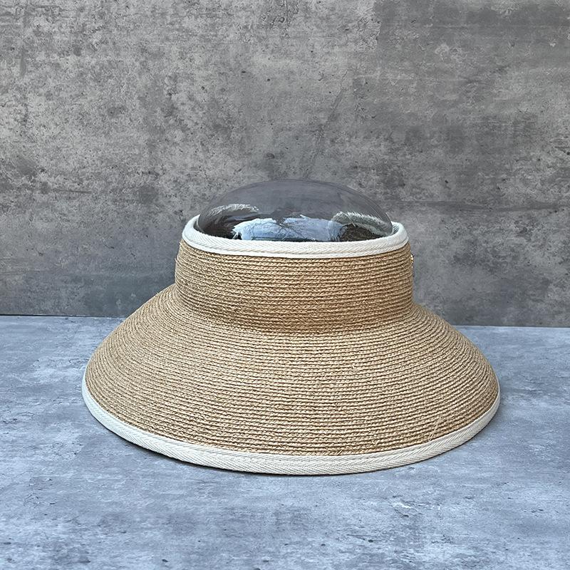 Fine Raffia Empty Top Hat For Women, Small Face Covering In Summer, Sun Protection Hat For Beach Travel, Large Brim Sun Hat For Vacation