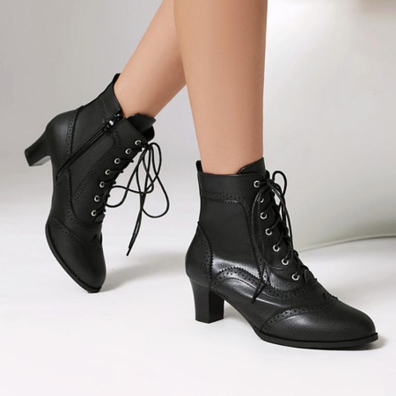 

Martin boots women s large size short boots front laceup solid color leather boots fashion boots 39 чорний