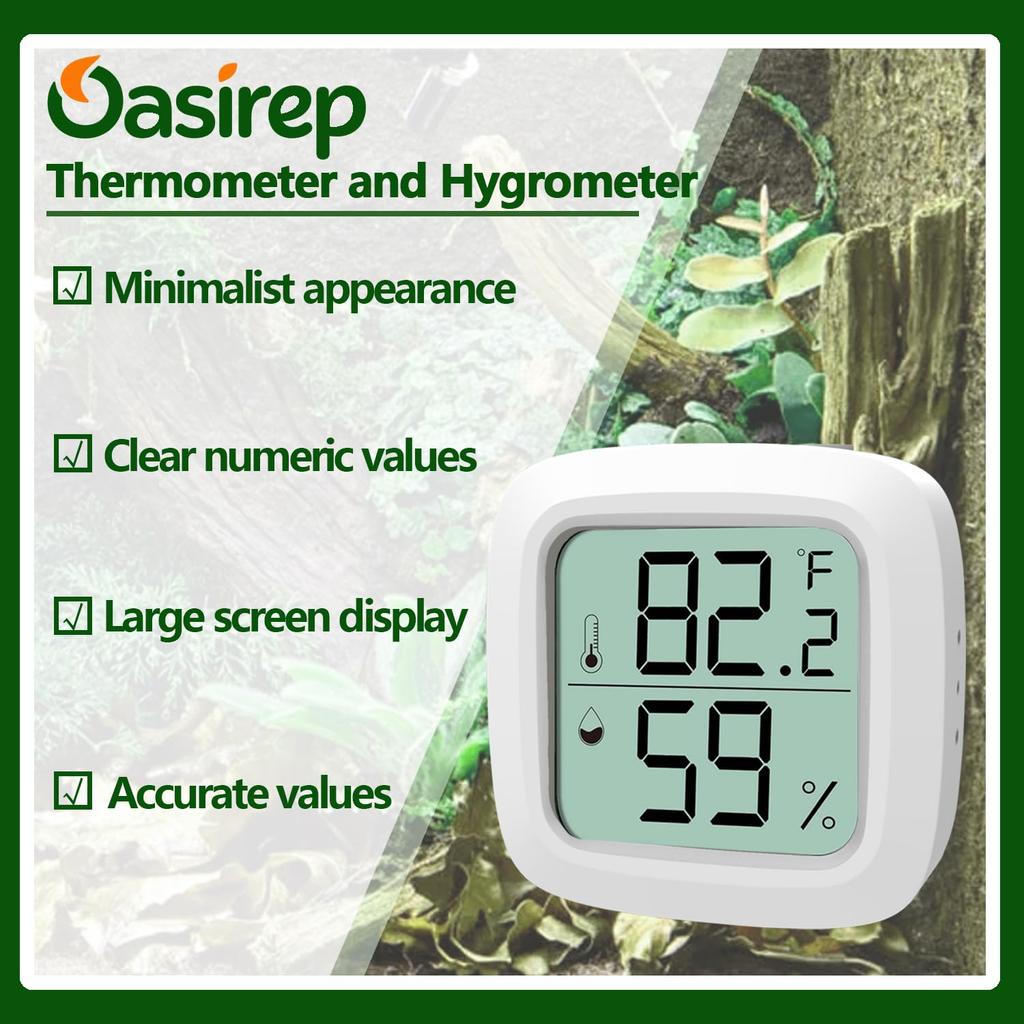 Reptile Thermometer and Hygrometer – Fast Accurate LCD Digital Temp & Humidity Meter for Bearded Dragon Tank Accessories, Lizard, Snake, Turtle,