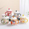 Hong Kong Nostalgic Ceramic Mug with Lid - Retro Enamel Imitation Cup, Souvenir Coffee/Tea Gift.
