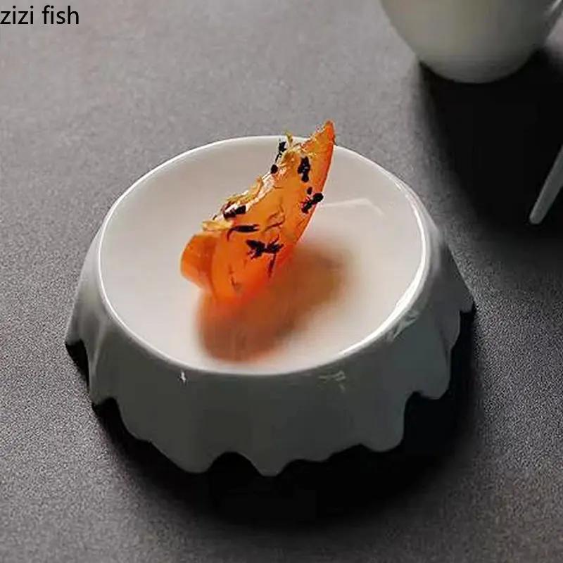 Restaurant Creative Irregular Heat Preservation Plate French Molecular Cooking Plate Dessert Dish Western Restaurant Butter Dish