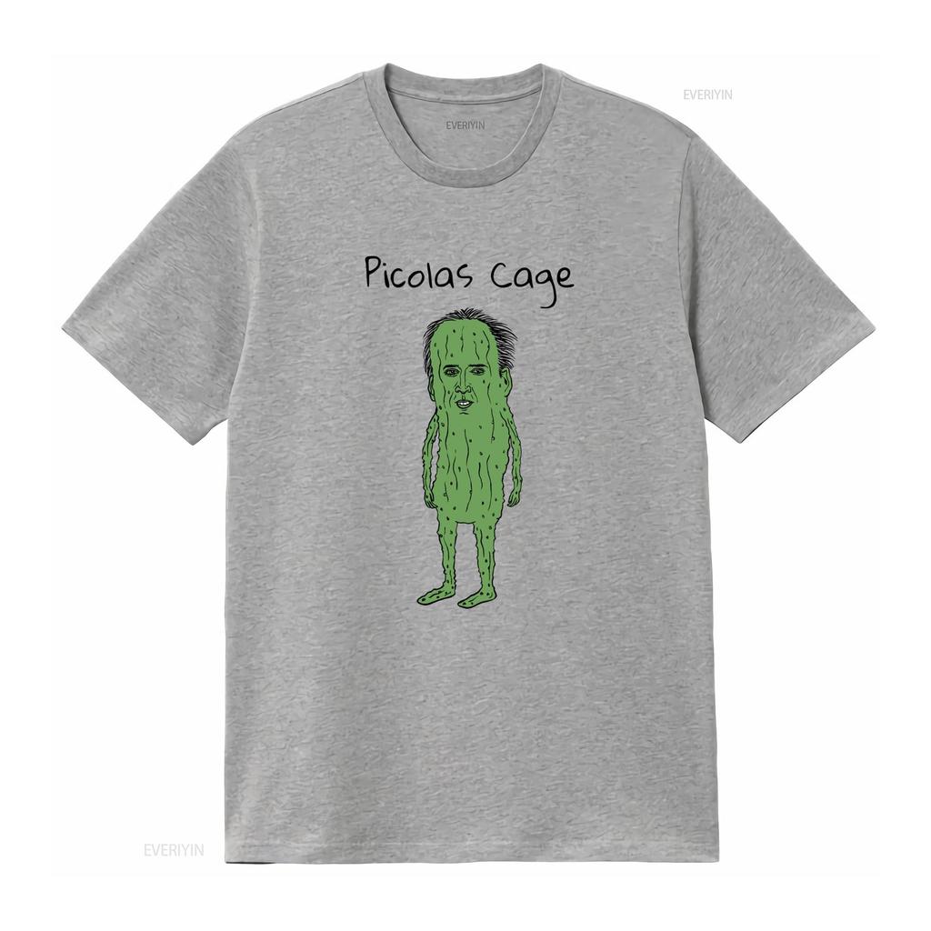 Picolas Cage T Shirt Awkward Celebrity Humor Nicolas Pickle Lover Silly for  vintage Washed Top For Everyday Wear Stretched