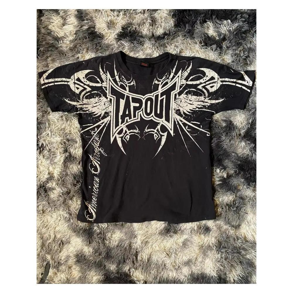 RogueWave Street Style Women Tops Short Sleeve Retro Gothic Style Haute Highend Design Stamp Duty Y2k Punk Style