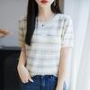 Women Knit T-shirt Summer Knitted Shirt Short Sleeve Tees O-neck Pullover Knit Tops Female