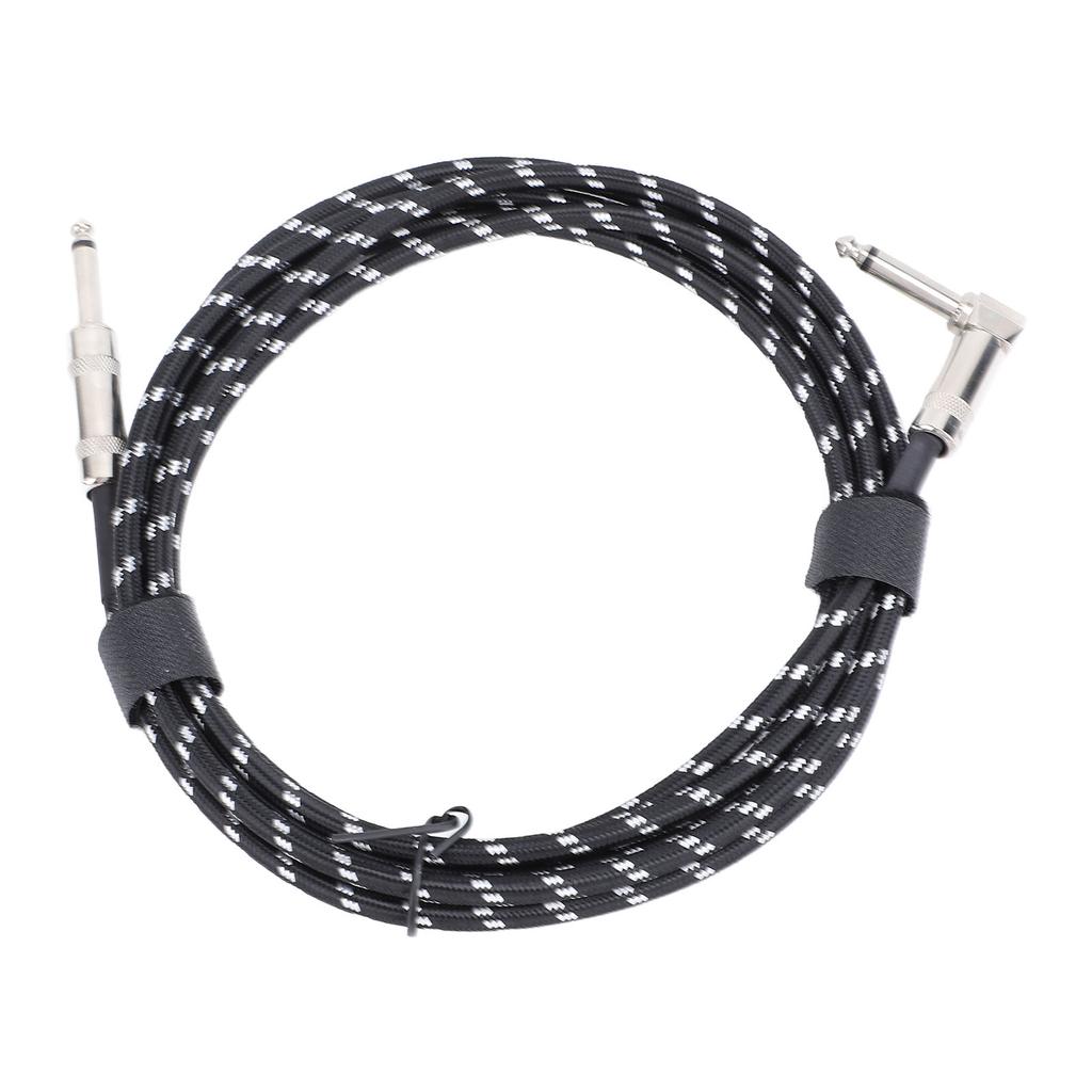 6.5mm Guitar Cable Right Angle To Straight Connector Nylon Braided Noise Reduction Guitar Connection Cord 3 Meters