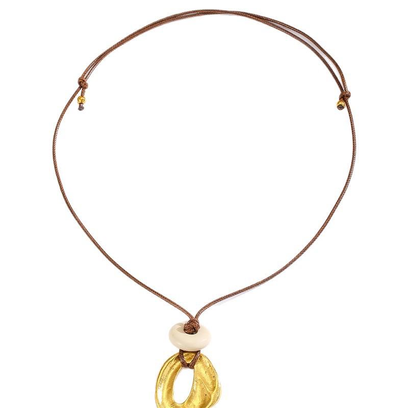 Irregular Metal Pendant Long Necklace Women's Elegant Collar Chain Neck Accessory