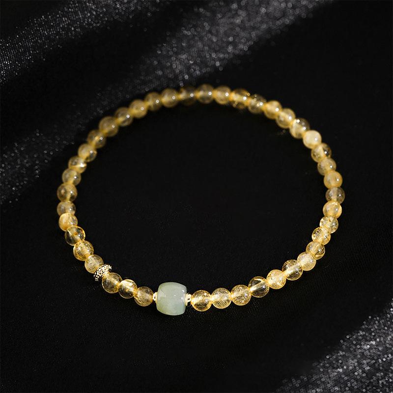 

Браслет из желтого волосатого кварца с бусинами, простой темперамент, высококлассный браслет, нишевая легкая роскошь и универсальная модная бижутерия.