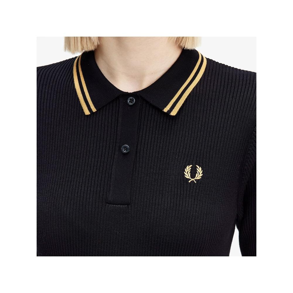 Fred Perry [womens] Rib Knit Shirt Dress   Black Afpf2438175 102 qzgAfpf2438175 102