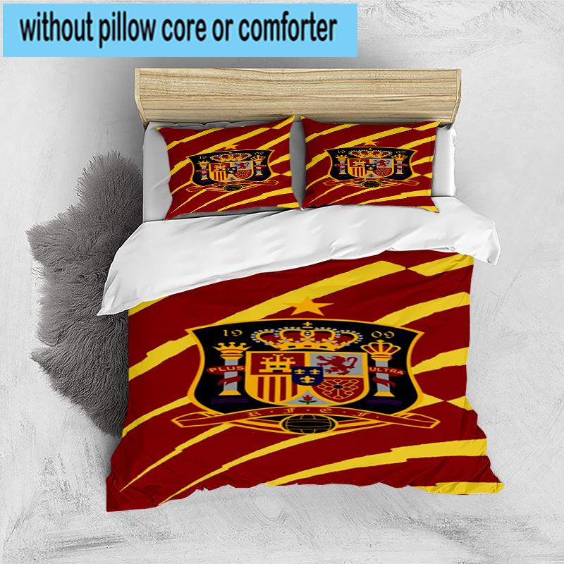 3PCS Spain Football Crest 3pcs Bedding,Including 3PCS Duvet Cover And 2pcs Pillowcases Perfect for Christmas,Ideal for Bedroom, Dormitory