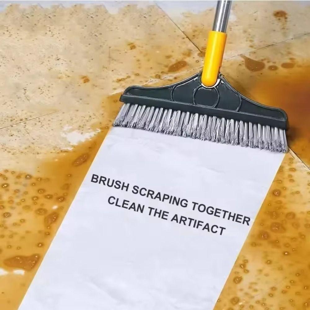 Multifunctional 3 In 1 Floor Scrub Brush Removable Wiper Rotating Cleaning Brush Long Handle Crevice Brush Tile Cleaning
