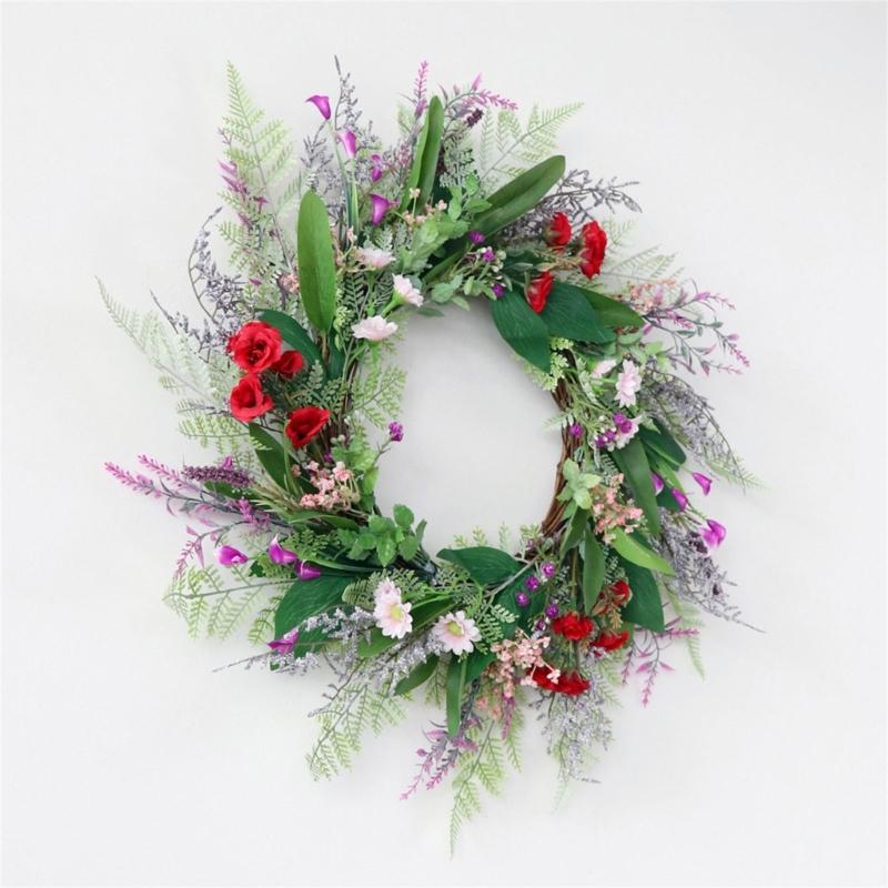 Artificial Floral Garlands With Faux Blooms Accessory For Door Wall Hanging Indoors Outdoor Celebration Event