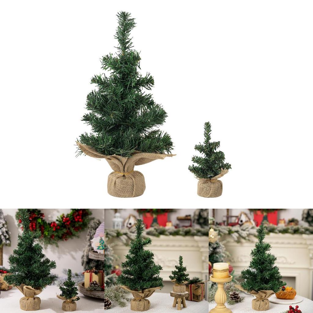 Adorable Mini Christmas Tree With Burlap Design For Festive Holiday Decor 30cm