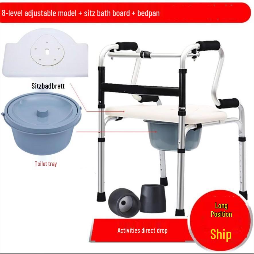Adjustable Aluminum Alloy Walking Aid for Seniors - Four-Legged Crutches