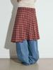Opish Layered Check Pleats Wrap Skirt, Red