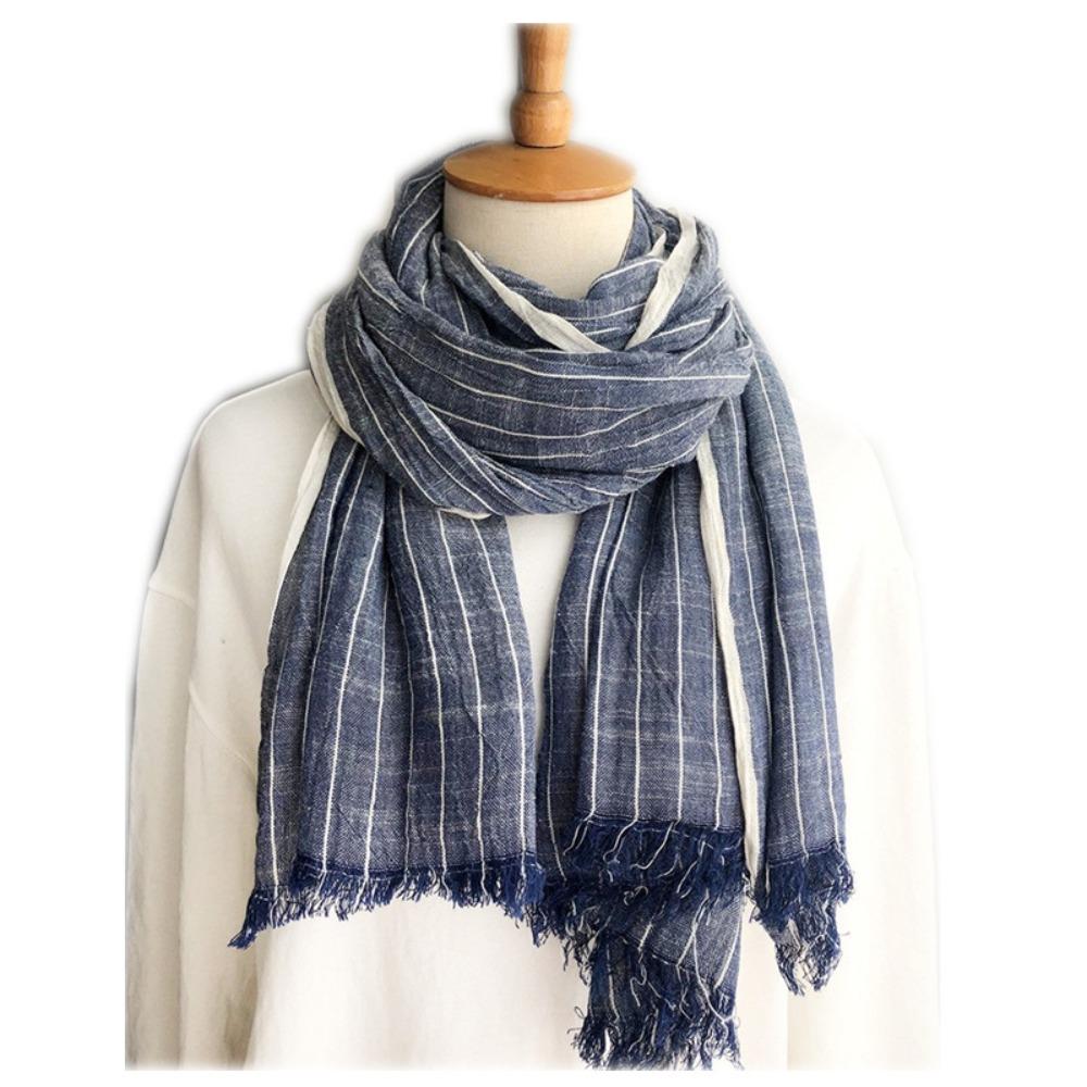 Windproof Winter Cashmere Scarf Thicken Men Scarf Simple Striped Pleated Shawl  Unisex