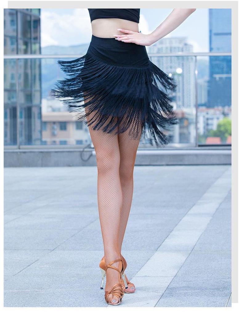 Fustă cu ciucuri pentru spectacol de dans latin jazz pentru femei Xi Mengyiyao